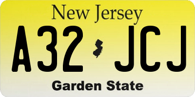 NJ license plate A32JCJ