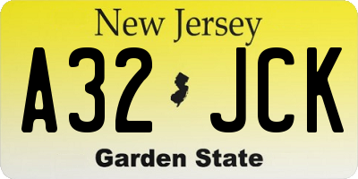 NJ license plate A32JCK