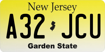 NJ license plate A32JCU