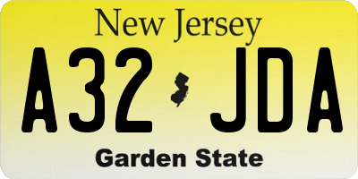 NJ license plate A32JDA