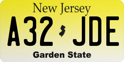 NJ license plate A32JDE
