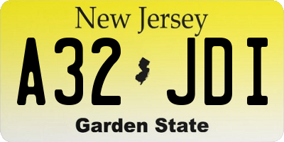 NJ license plate A32JDI