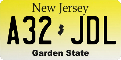 NJ license plate A32JDL