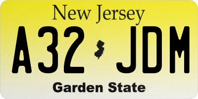 NJ license plate A32JDM