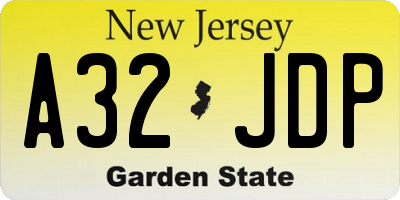 NJ license plate A32JDP