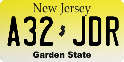 NJ license plate A32JDR