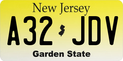 NJ license plate A32JDV