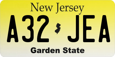 NJ license plate A32JEA