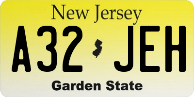 NJ license plate A32JEH