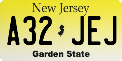 NJ license plate A32JEJ