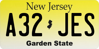 NJ license plate A32JES