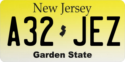 NJ license plate A32JEZ