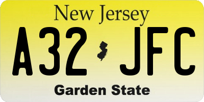NJ license plate A32JFC