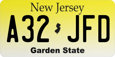 NJ license plate A32JFD