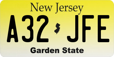 NJ license plate A32JFE