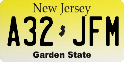 NJ license plate A32JFM