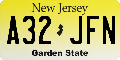 NJ license plate A32JFN