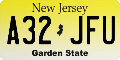 NJ license plate A32JFU