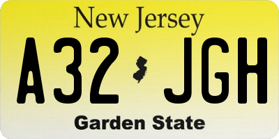 NJ license plate A32JGH