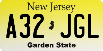NJ license plate A32JGL