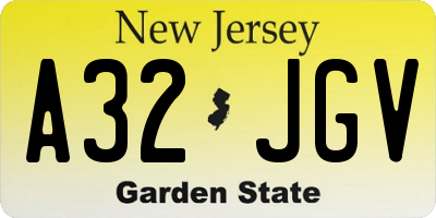 NJ license plate A32JGV
