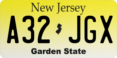 NJ license plate A32JGX