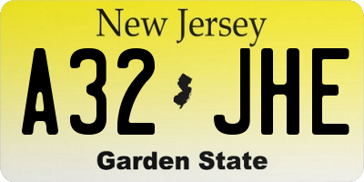 NJ license plate A32JHE