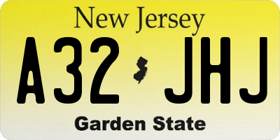 NJ license plate A32JHJ