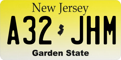 NJ license plate A32JHM