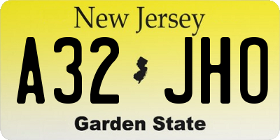 NJ license plate A32JHO