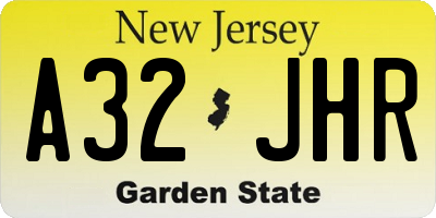 NJ license plate A32JHR