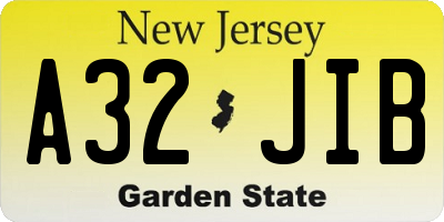 NJ license plate A32JIB