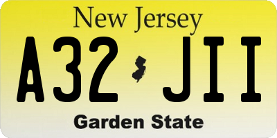NJ license plate A32JII