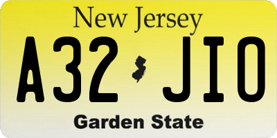 NJ license plate A32JIO