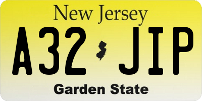 NJ license plate A32JIP
