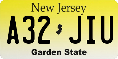NJ license plate A32JIU