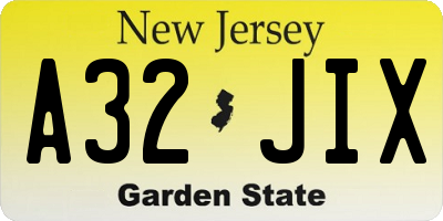 NJ license plate A32JIX