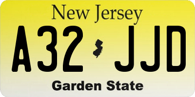 NJ license plate A32JJD
