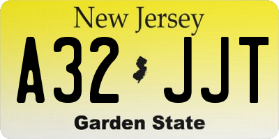 NJ license plate A32JJT