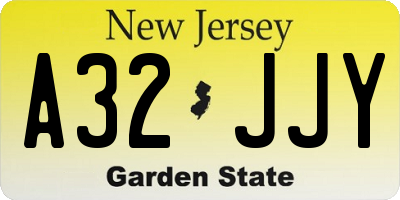 NJ license plate A32JJY