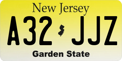 NJ license plate A32JJZ
