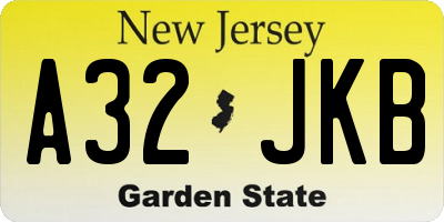 NJ license plate A32JKB