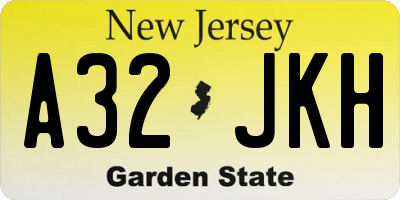NJ license plate A32JKH