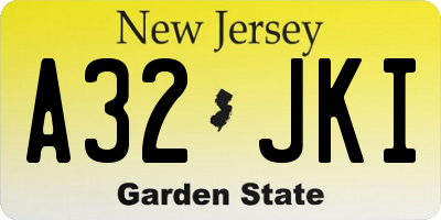 NJ license plate A32JKI