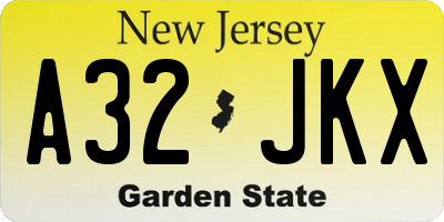 NJ license plate A32JKX
