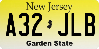 NJ license plate A32JLB