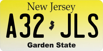 NJ license plate A32JLS