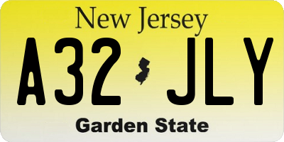 NJ license plate A32JLY