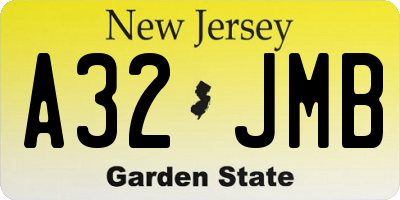 NJ license plate A32JMB