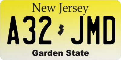 NJ license plate A32JMD